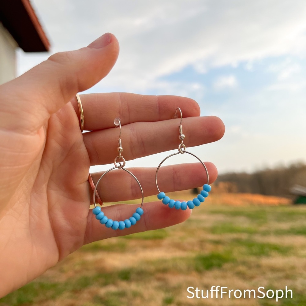 Beaded hoop earrings - handmade